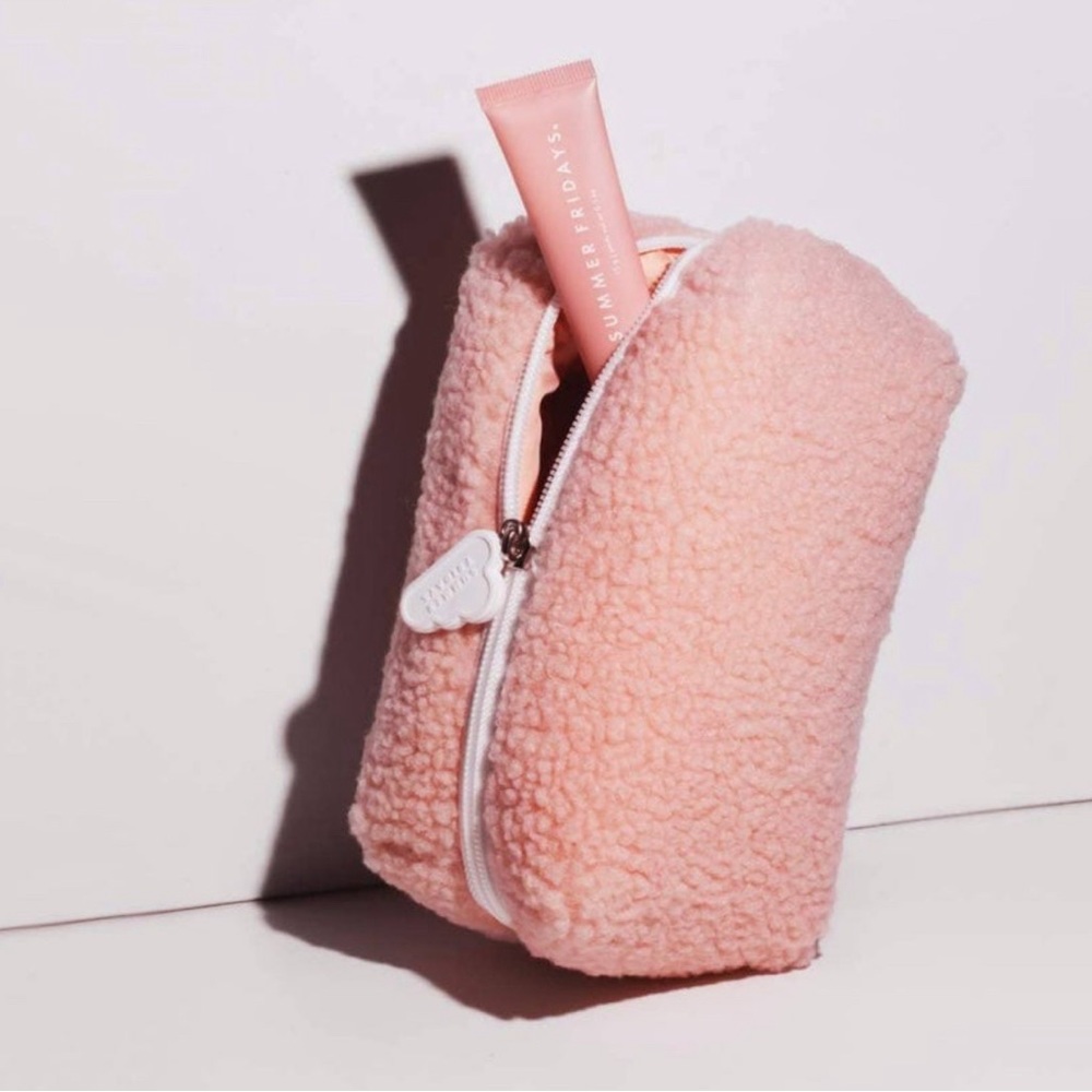 New Summer Fridays Pink Birthday Cake Cloud Makeup Bag Pouch - Limited Edition